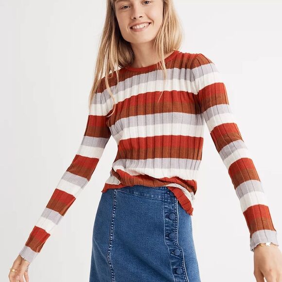 Madewell Clarkwell Pullover Sweater in Striped size XXS - Picture 1 of 14